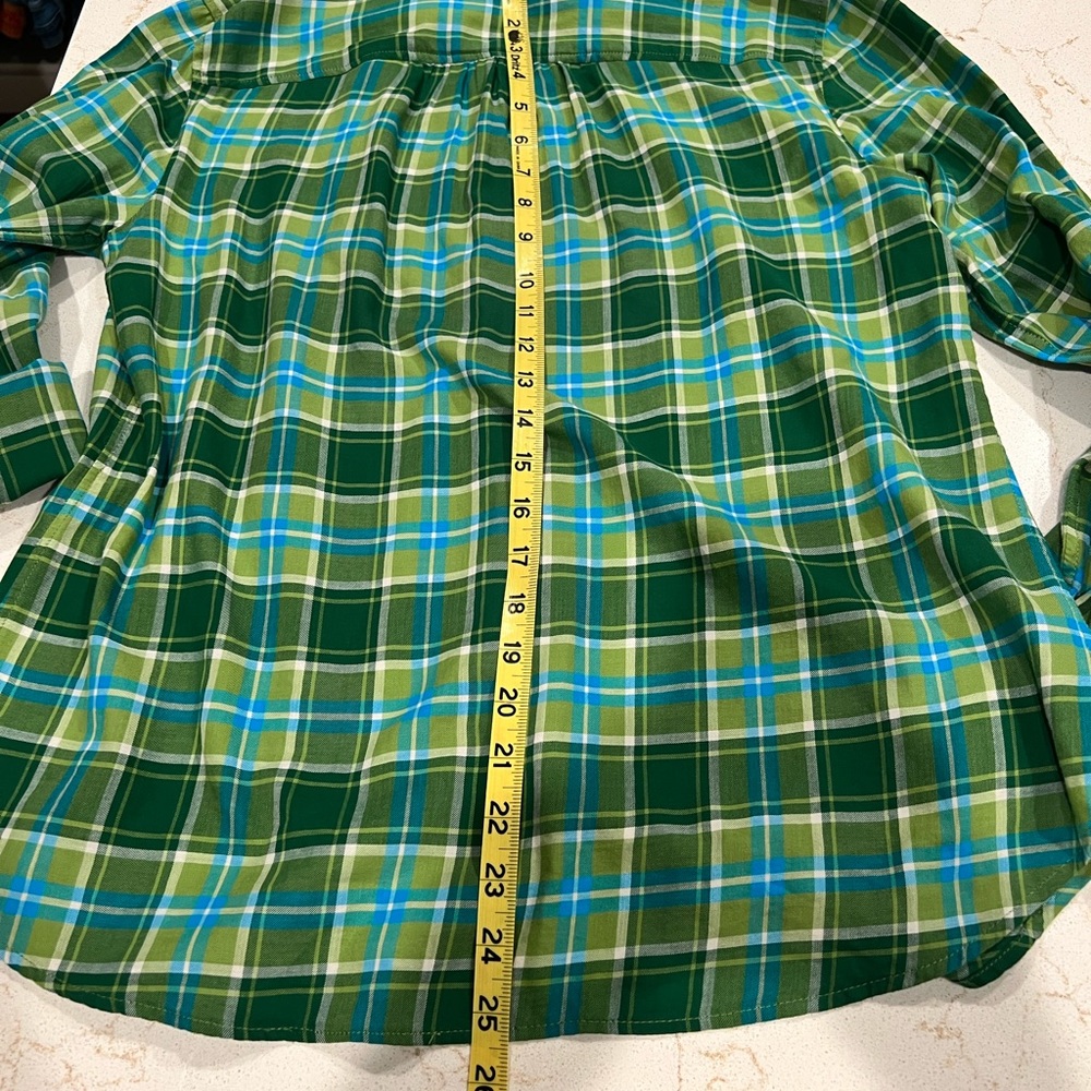 Talbots Green Plaid Lightweight Flannel - Picture 7 of 7